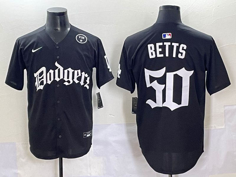 Men 2025 Los Angeles Dodgers #50 Betts Black Seventh generation Joint Name Nike MLB Jersey style 12->los angeles dodgers->MLB Jersey